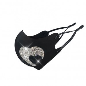 Rhinestone Drill Black Face Maskes With Adjustable Ear Rope